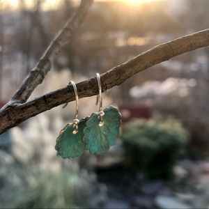 COPY - COPY - COPY - Handcrafted verdigris leaves Earrings